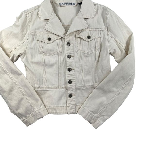 Express Cream Jean Jacket for Women in Size Medium - Picture 10 of 14